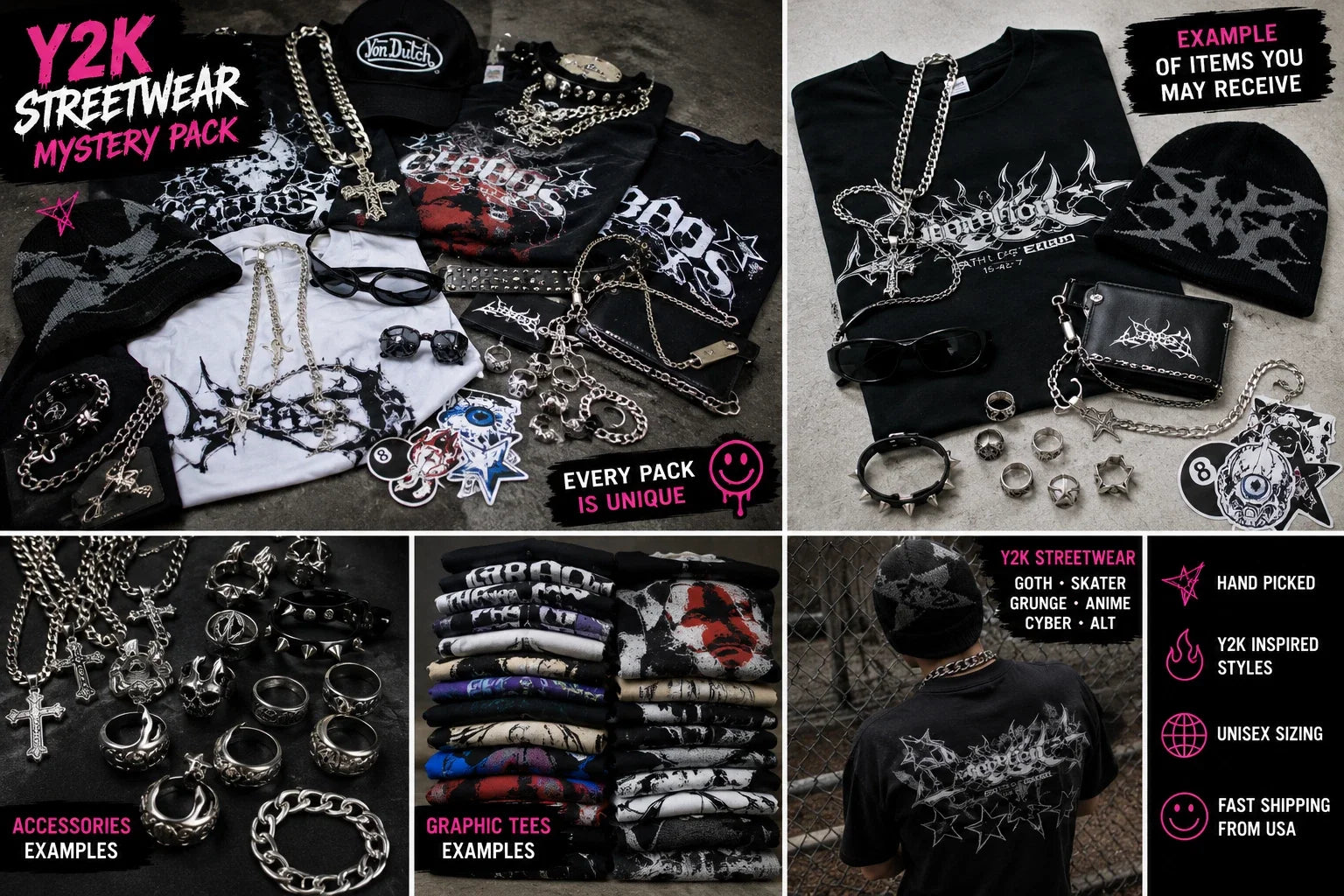Y2K Streetwear Mystery Box Graphic Accessories - Adult & Kids T-Shirts, Sweatshirts & Hoodies apparel design preview 1