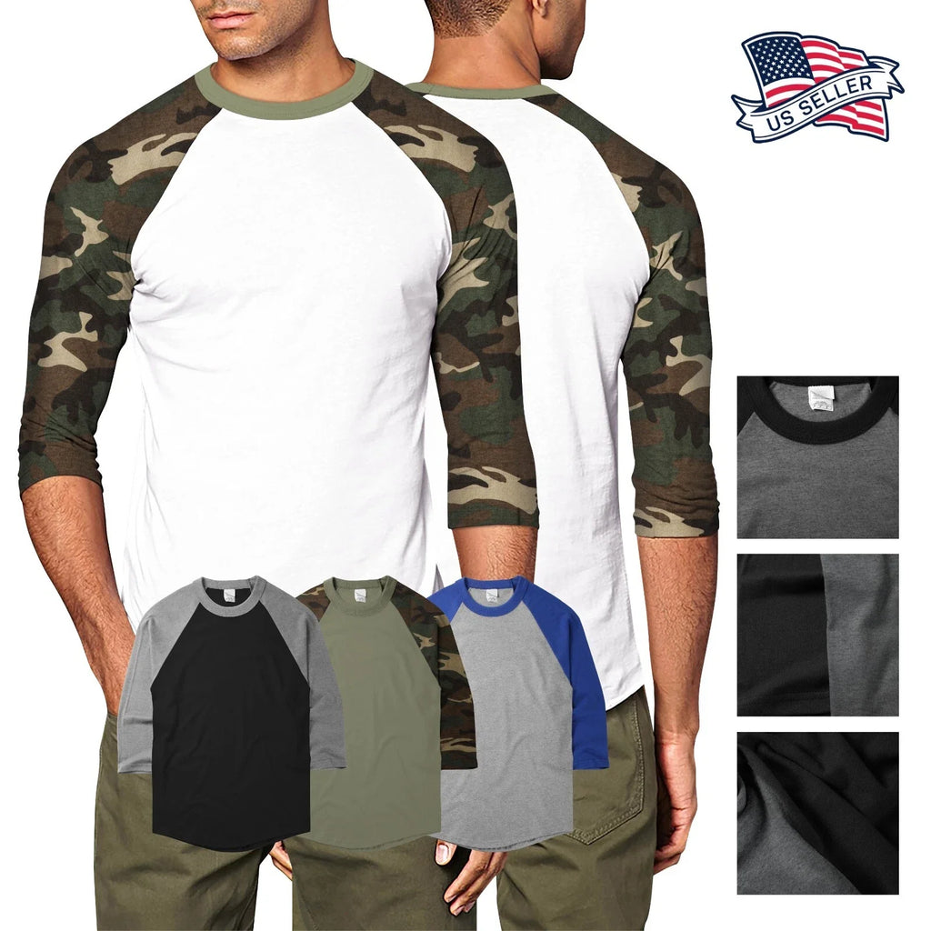 Mens Raglan Baseball 3/4 Sleeve Casual Active Plain - Adult & Kids T-Shirts, Sweatshirts & Hoodies apparel design preview 1