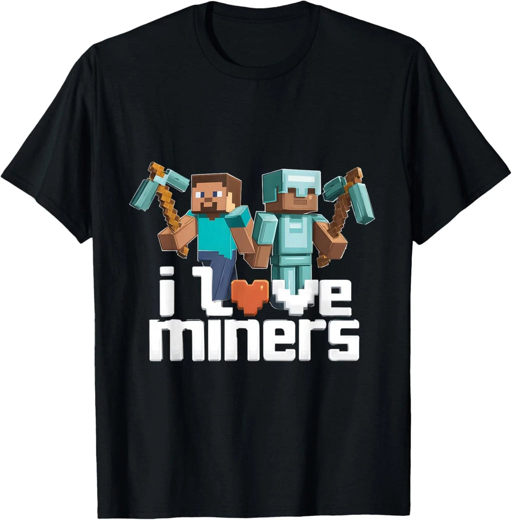 I Love Miners Funny Mining Gamer Pixel Pickaxe - Adult & Kids T-Shirts, Sweatshirts & Hoodies apparel design preview 1