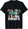 I Love Miners Funny Mining Gamer Pixel Pickaxe - Adult & Kids T-Shirts, Sweatshirts & Hoodies apparel design preview 1