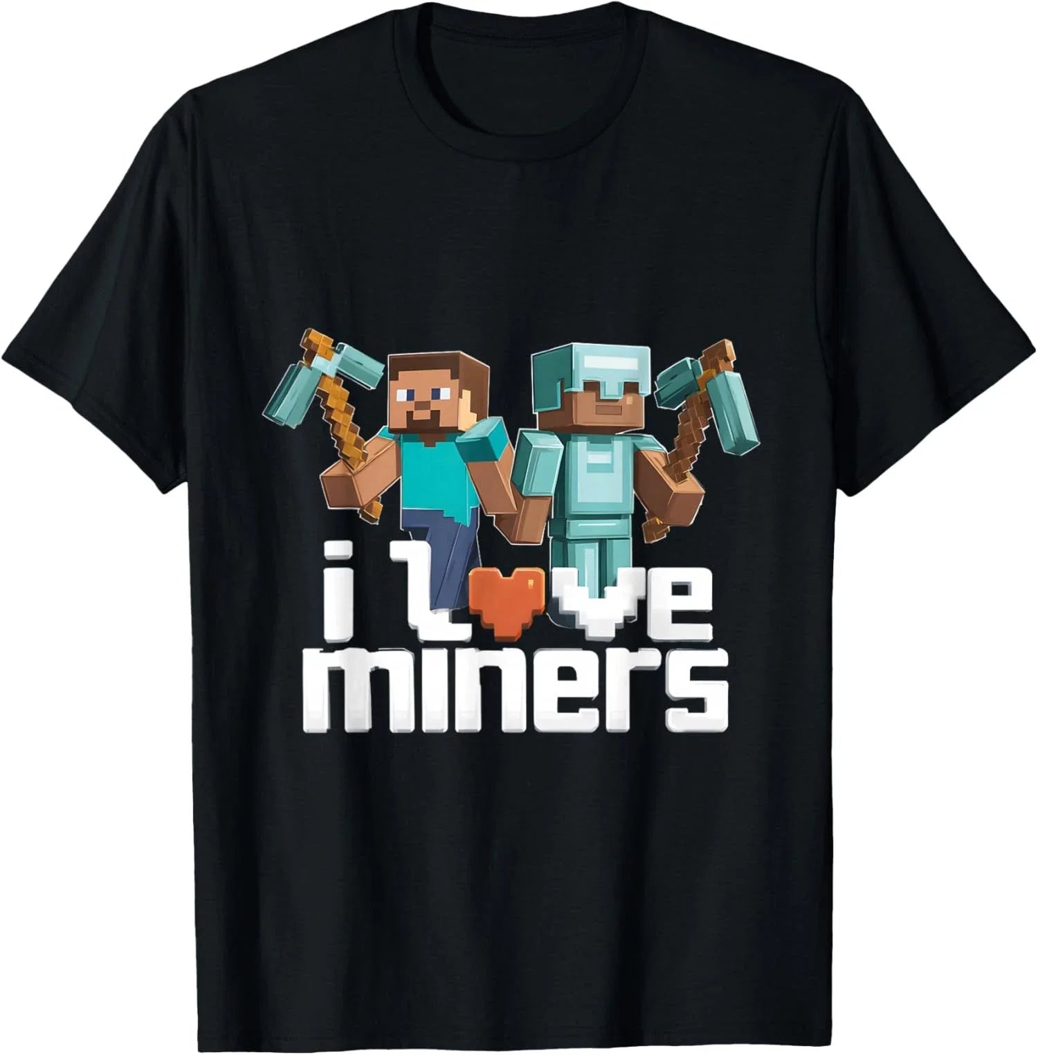 I Love Miners Funny Mining Gamer Pixel Pickaxe - Adult & Kids T-Shirts, Sweatshirts & Hoodies apparel design preview 1