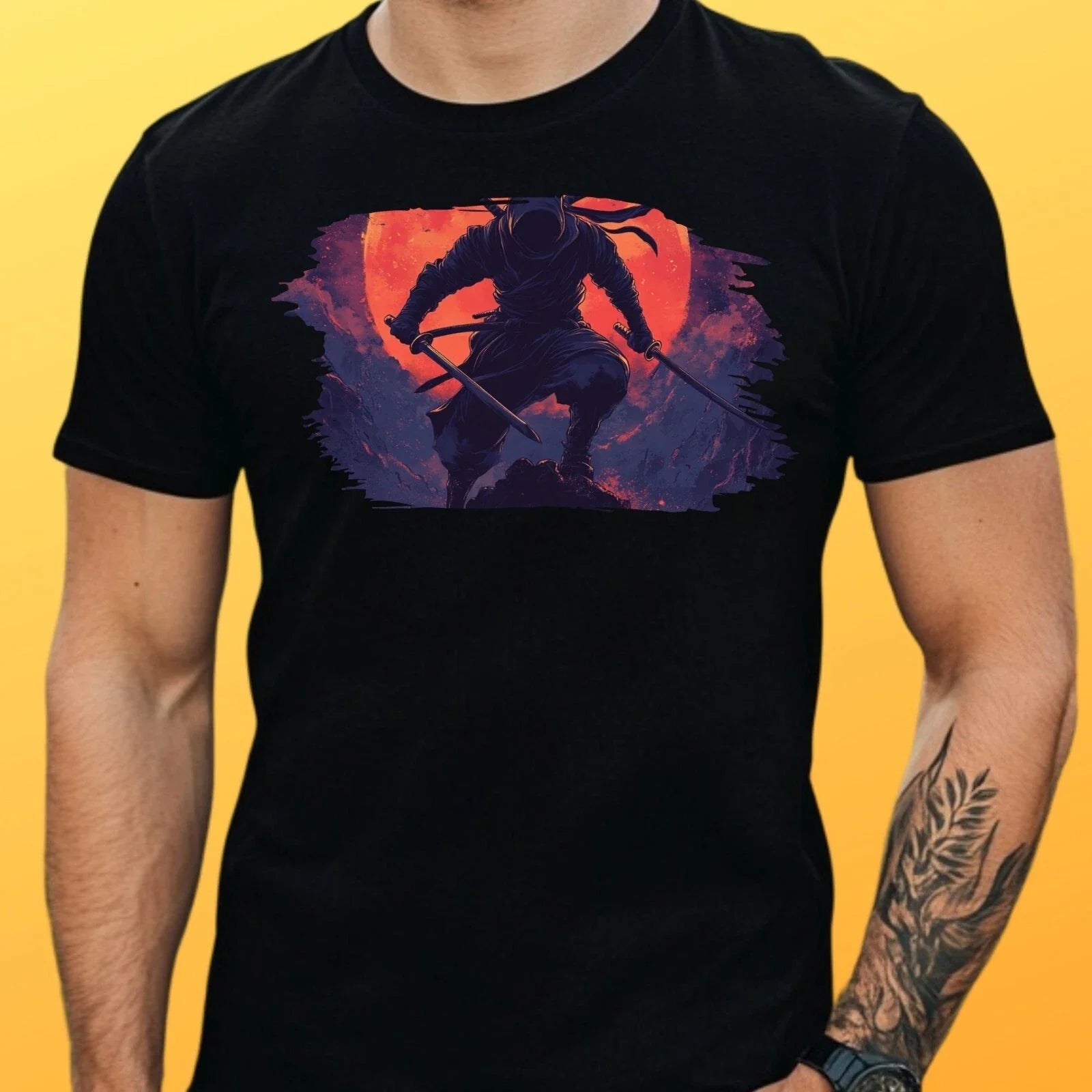 Mens Ninja Moon Motif Cotton Size XS to 5XL - Adult & Kids T-Shirts, Sweatshirts & Hoodies apparel design preview 1