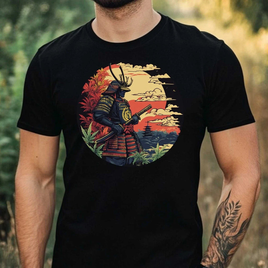Mens Samurai Grass Print Cotton Size XS to 5XL - Adult & Kids T-Shirts, Sweatshirts & Hoodies apparel design preview 1
