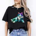 Laying Cat Cool Lazy Black Navy Dark Heather - Adult & Kids T-Shirts, Sweatshirts & Hoodies apparel design preview 1