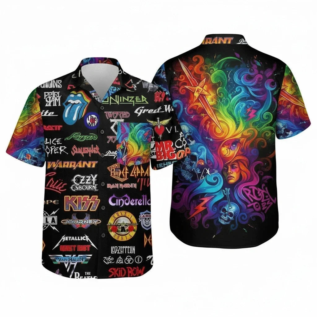 80s Rock Band Hawaiian retro throwback music vintage - Adult & Kids T-Shirts, Sweatshirts & Hoodies apparel design preview 1