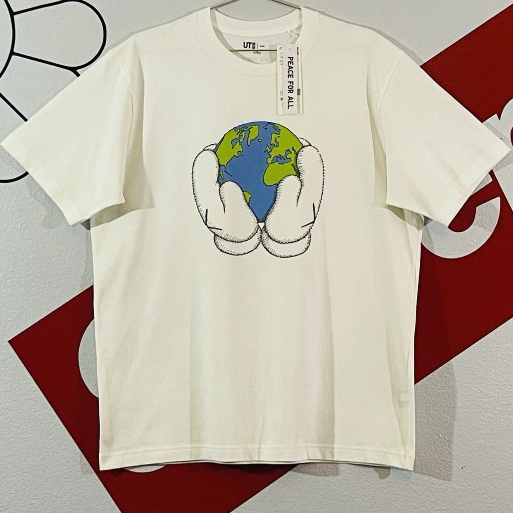 FW23 KAWS Uniqlo Peace For All Globe Hands Earth - Adult & Kids T-Shirts, Sweatshirts & Hoodies apparel design preview 1