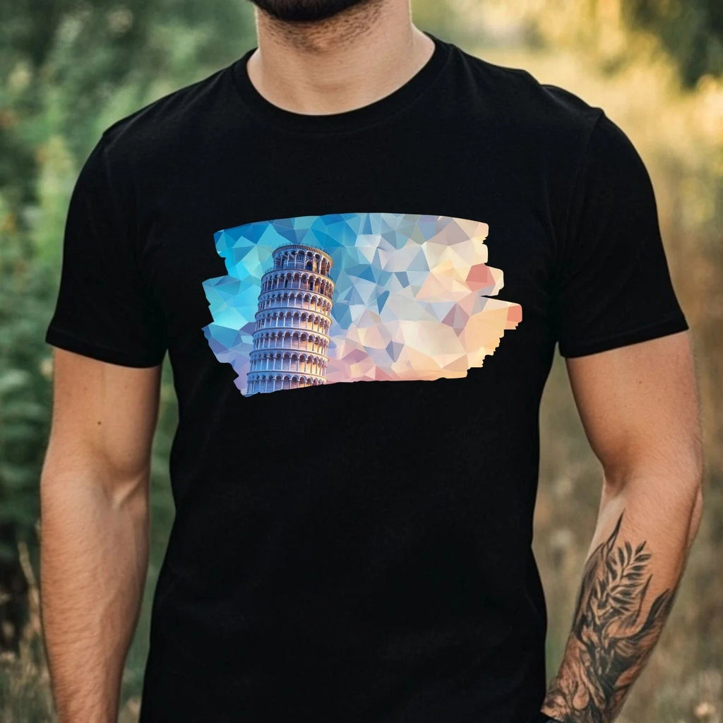 Mens Pisa Tower Polygonal Motif Cotton Size XS to 5XL - Adult & Kids T-Shirts, Sweatshirts & Hoodies apparel design preview 1