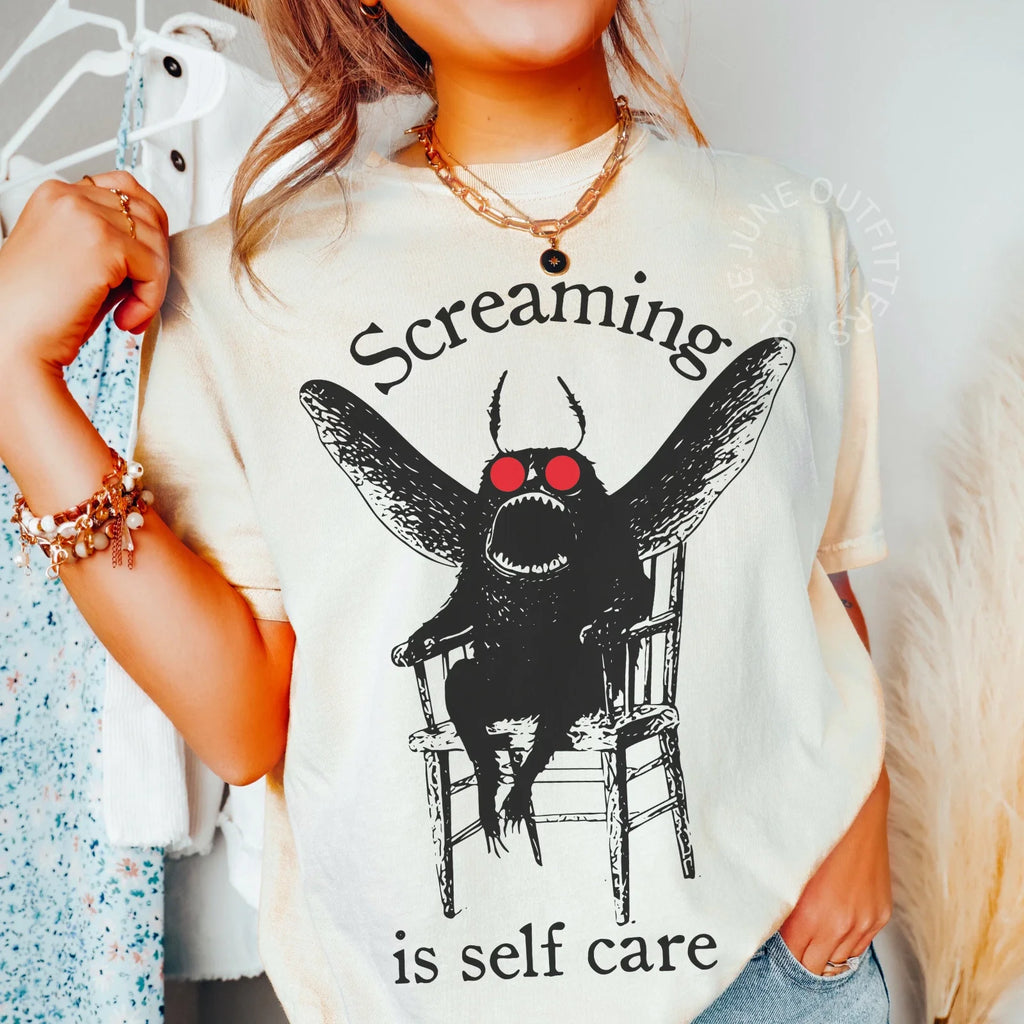 Screaming Is Self Care Cryptid Funny Comfort Colors - Adult & Kids T-Shirts, Sweatshirts & Hoodies apparel design preview 1