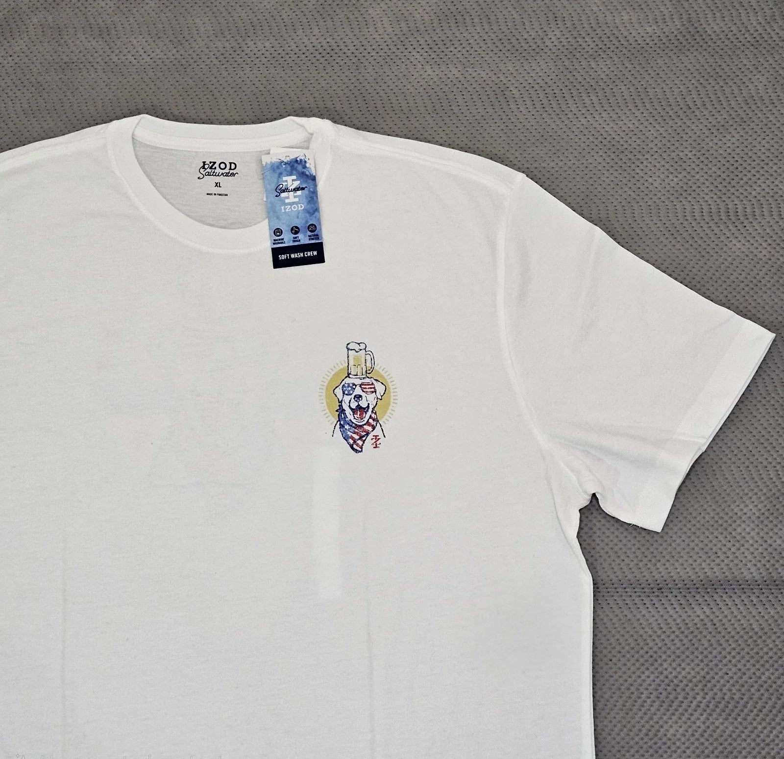 NWT Izod Saltwater 4th Of July White Dog Beer Sunny - Adult & Kids T-Shirts, Sweatshirts & Hoodies apparel design preview 1
