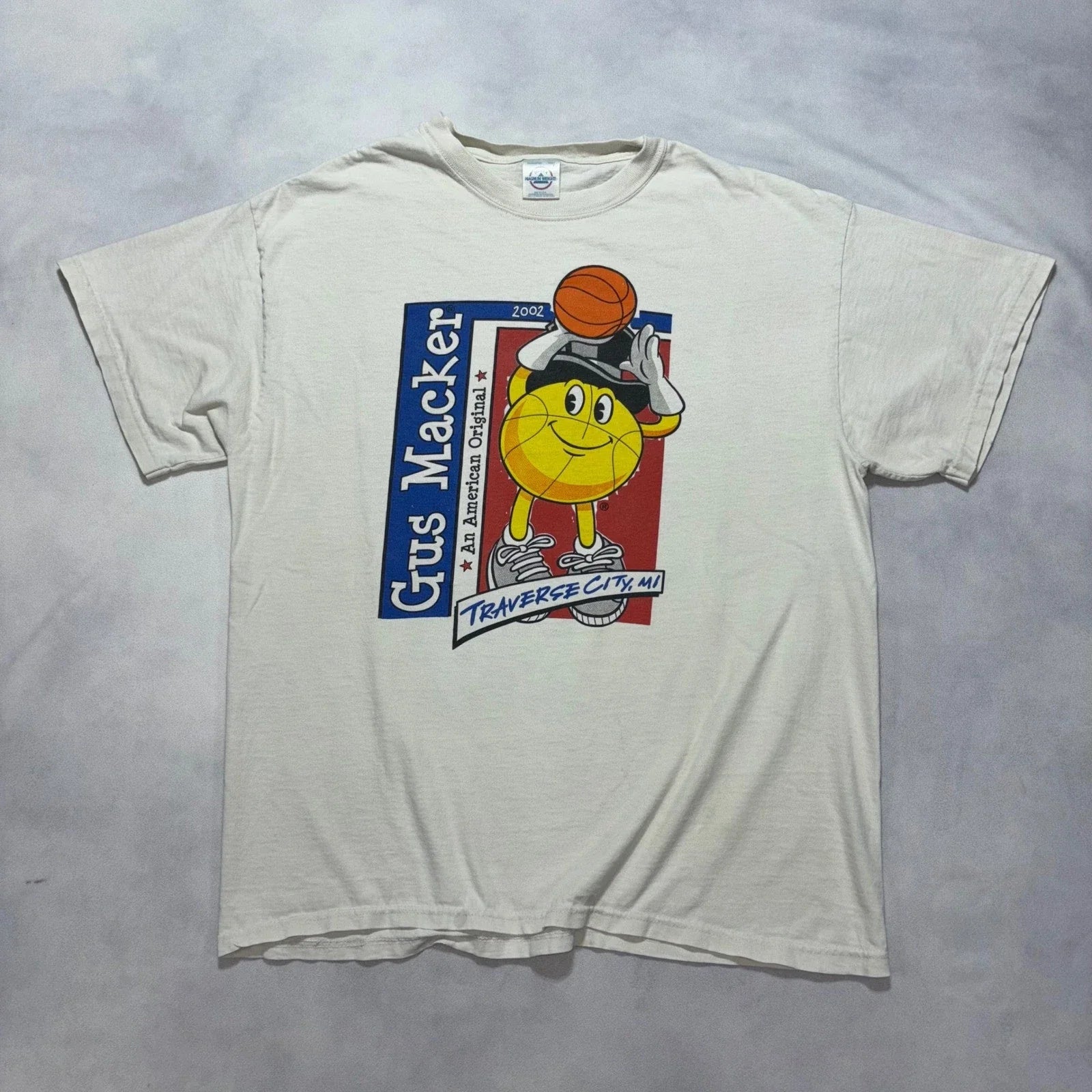 Vintage Gus Macker Mens Large White Traverse City MI - Adult & Kids T-Shirts, Sweatshirts & Hoodies apparel design preview 1