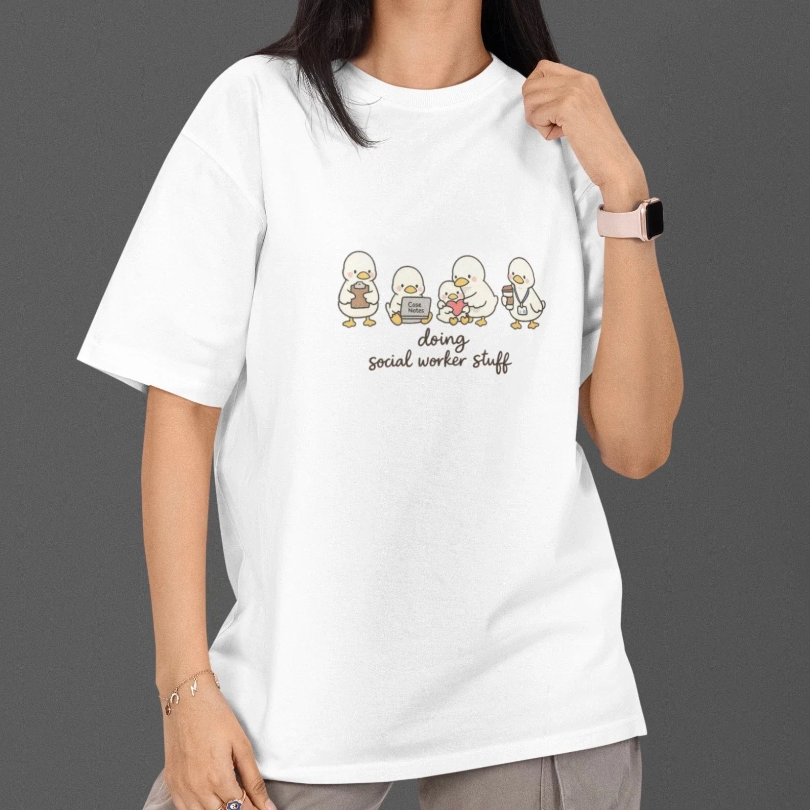 Cute Social Worker Doing Stuff Gift White Cotton - Adult & Kids T-Shirts, Sweatshirts & Hoodies apparel design preview 1