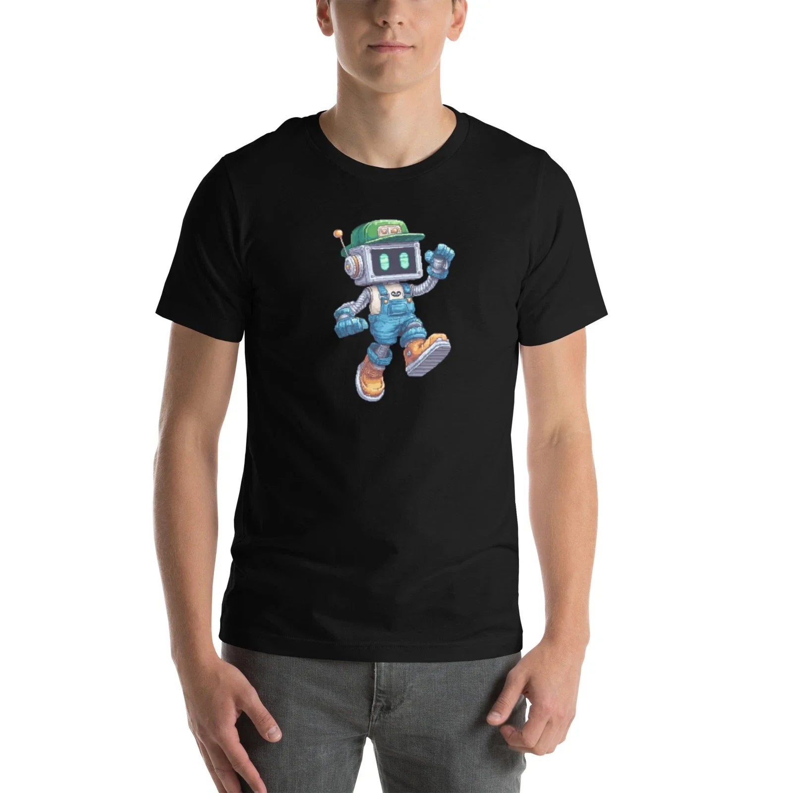 Retro Gamer "Pixel Plumber" Bot 90s Nostalgia - Adult & Kids T-Shirts, Sweatshirts & Hoodies apparel design preview 1