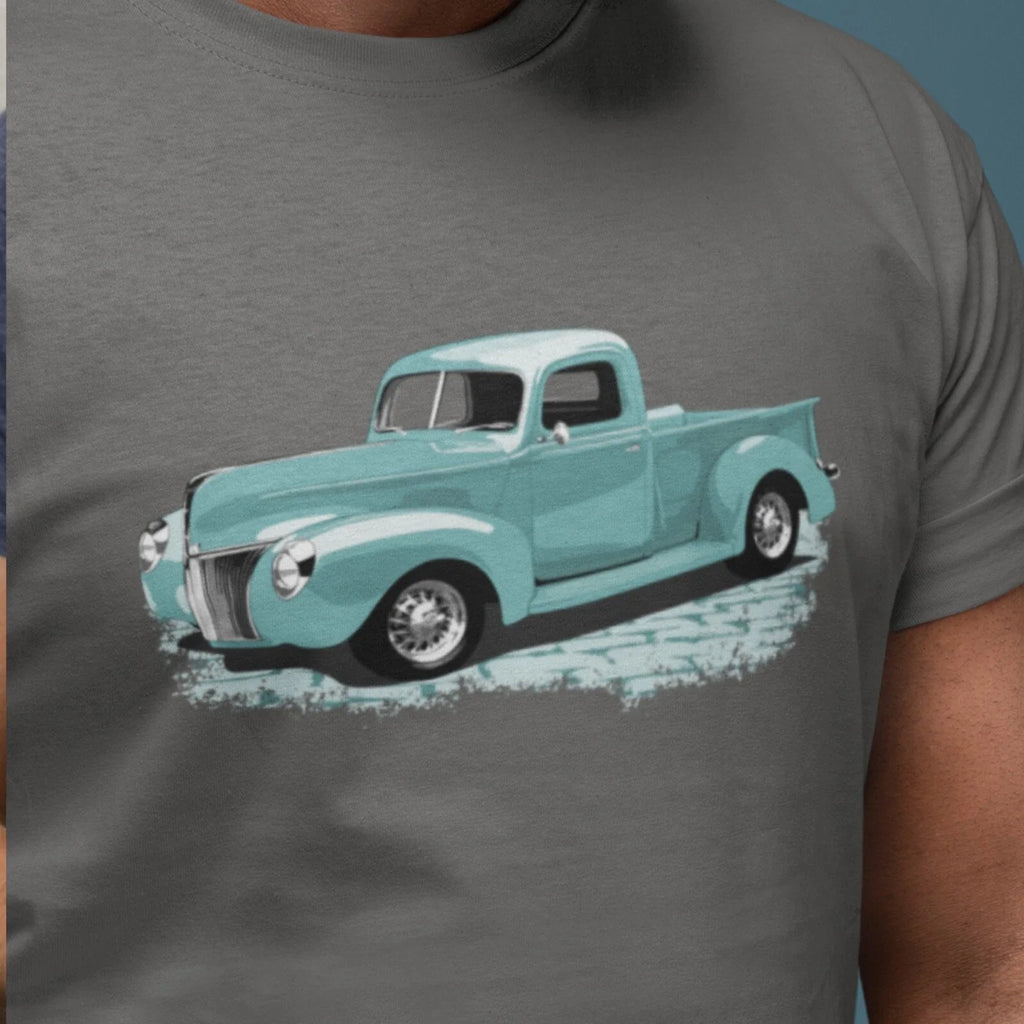 Classic Car featuring a blue 40 Ford truck Vintage - Adult & Kids T-Shirts, Sweatshirts & Hoodies apparel design preview 1