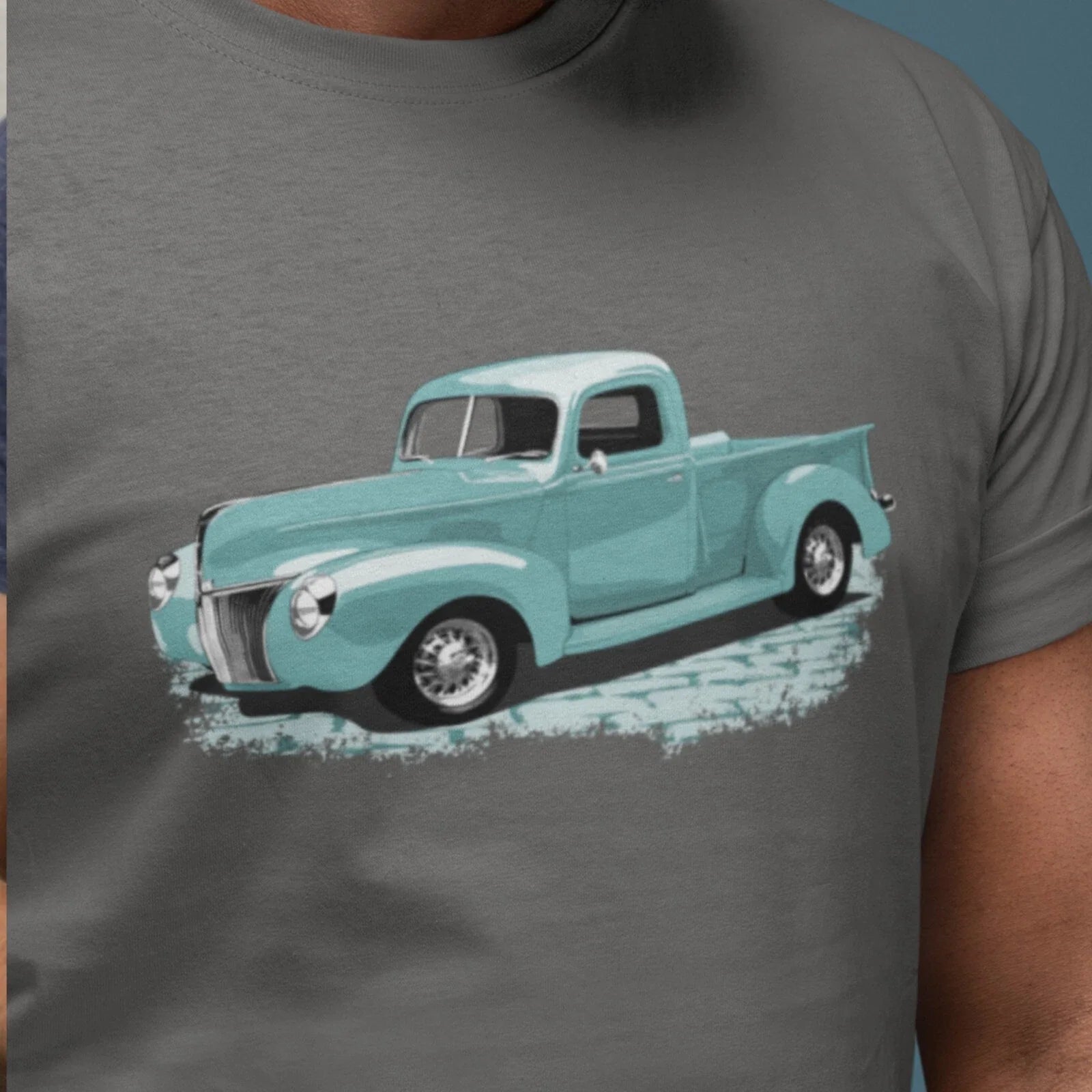Classic Car featuring a blue 40 Ford truck Vintage - Adult & Kids T-Shirts, Sweatshirts & Hoodies apparel design preview 1