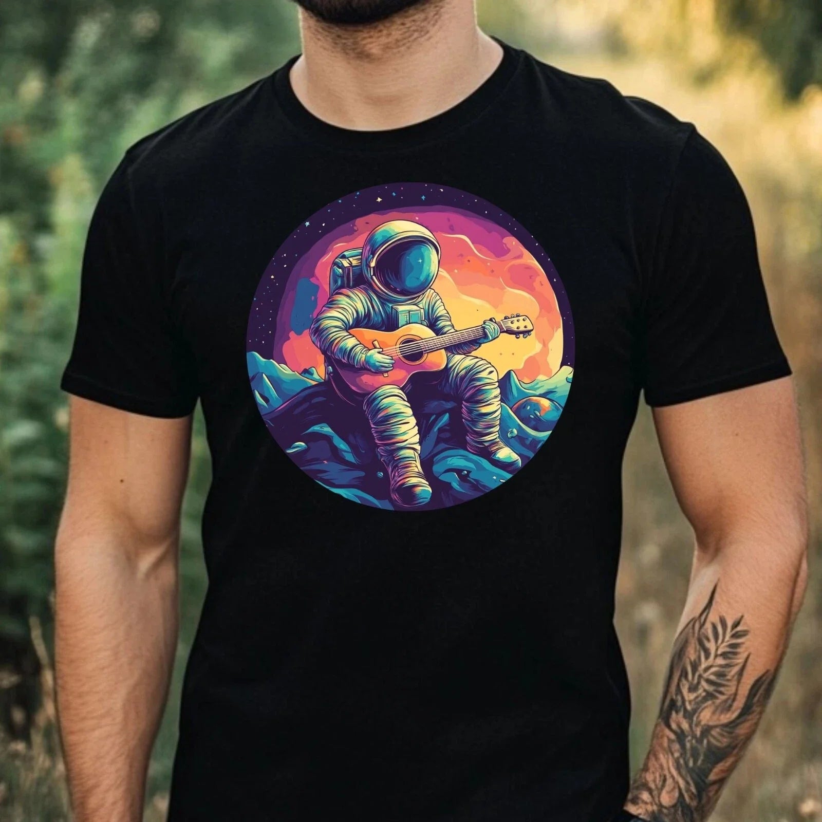 Mens Astronaut Playing Guitar Print Cotton Size XS to - Adult & Kids T-Shirts, Sweatshirts & Hoodies apparel design preview 1