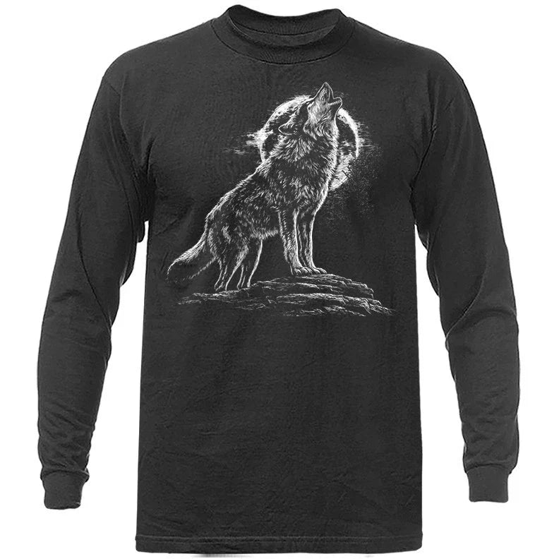 Howling Wolf Moonlight Wilderness Outdoor Wildlife - Adult & Kids T-Shirts, Sweatshirts & Hoodies apparel design preview 1