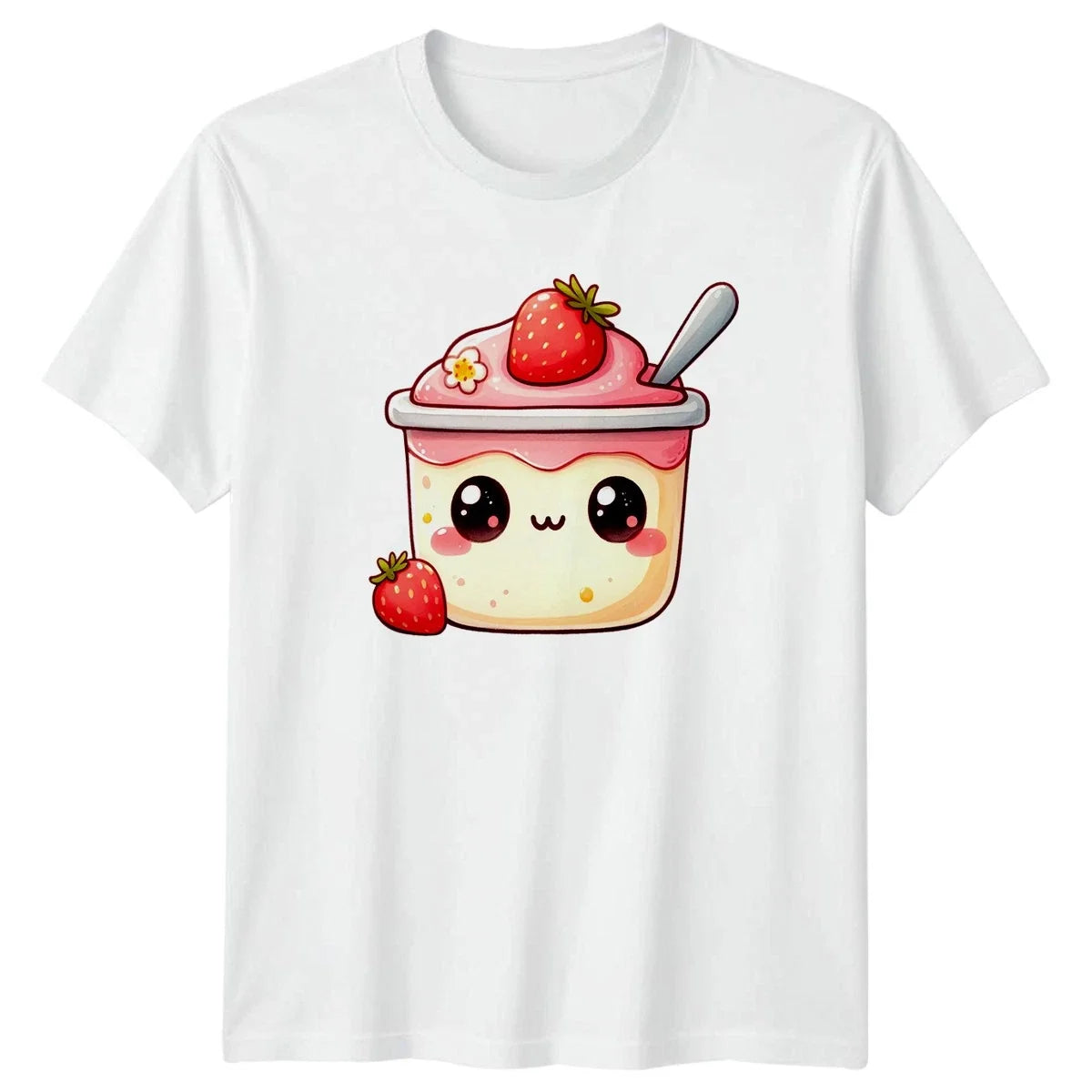 Sweet Strawberry Kawaii Dessert Cup Cute Food - Adult & Kids T-Shirts, Sweatshirts & Hoodies apparel design preview 1