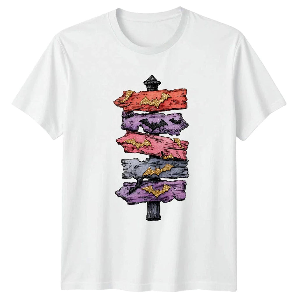 Halloween Bats Signpost Graphic Mens Womens Spooky - Adult & Kids T-Shirts, Sweatshirts & Hoodies apparel design preview 1