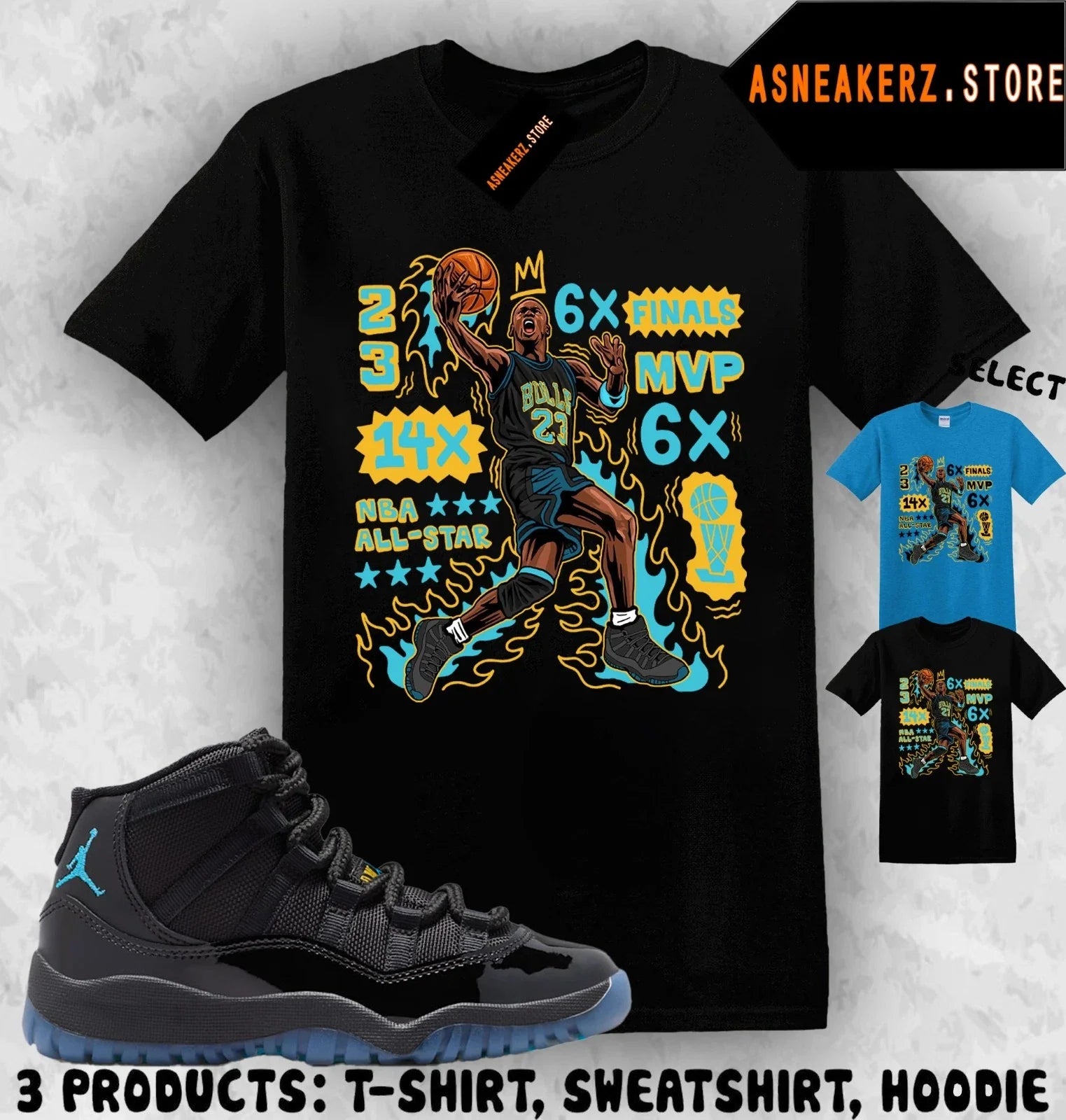 Matching AJ 11 Gamma Blue 2025 To Match Sneaker MJ - Adult & Kids T-Shirts, Sweatshirts & Hoodies apparel design preview 1