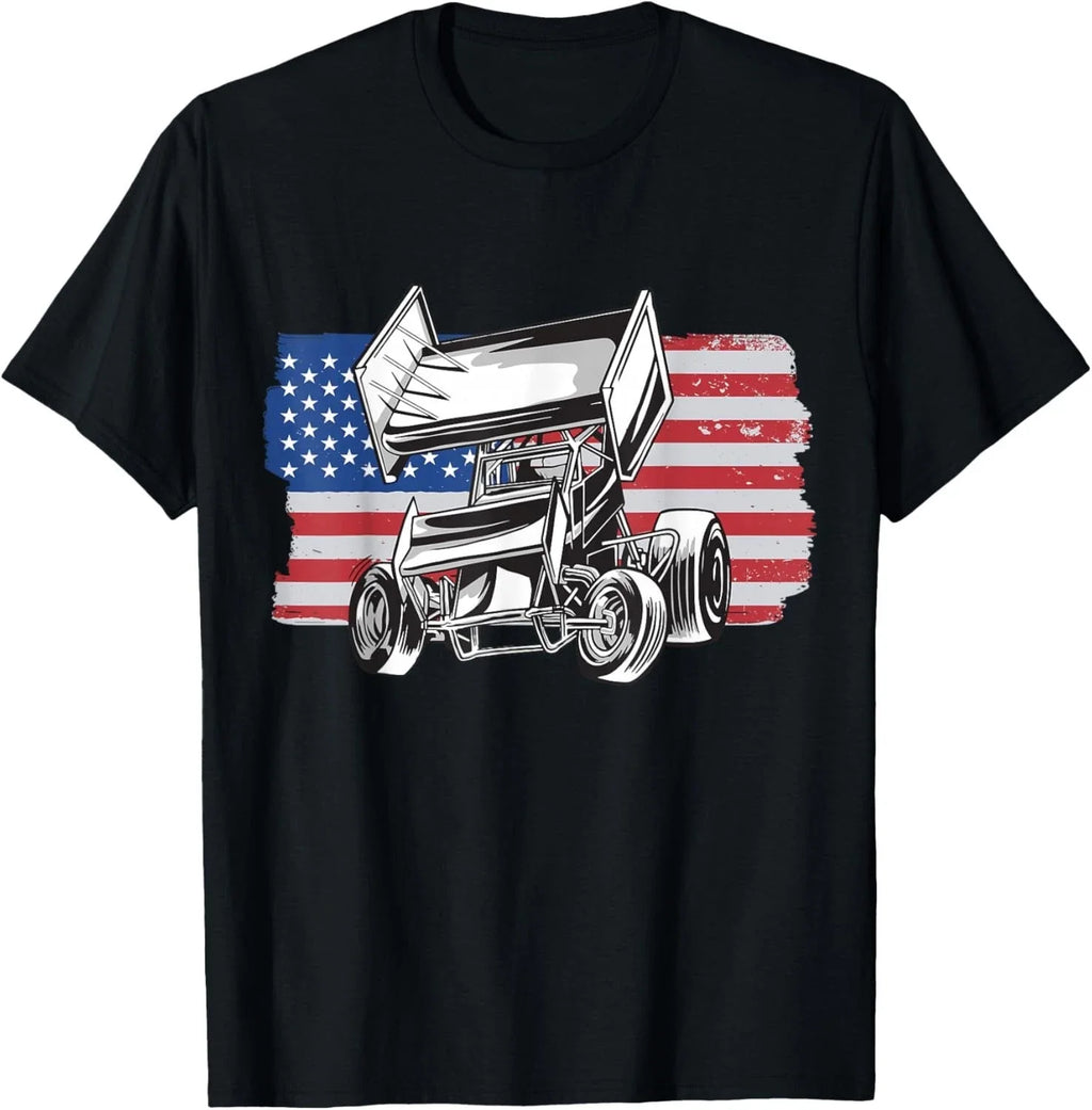 Sprint Car Racing American Flag Patriotic Race Driver - Adult & Kids T-Shirts, Sweatshirts & Hoodies apparel design preview 1