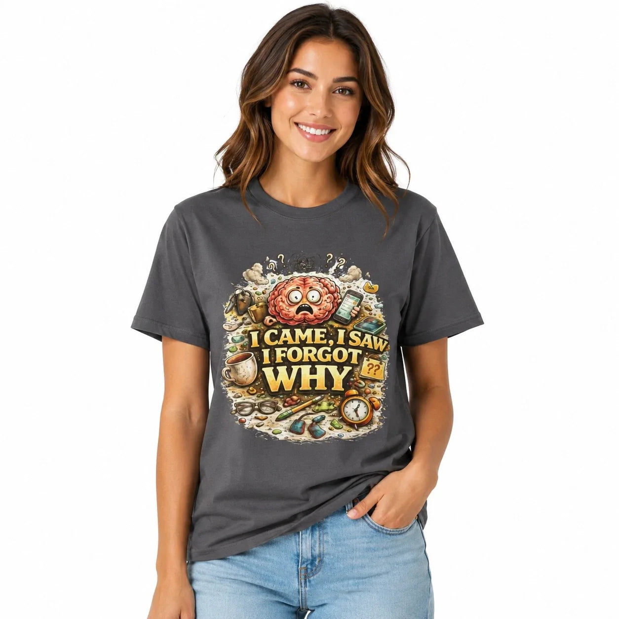 I Came Saw Forgot Why Funny Forgetful Brain Graphic - Adult & Kids T-Shirts, Sweatshirts & Hoodies apparel design preview 1