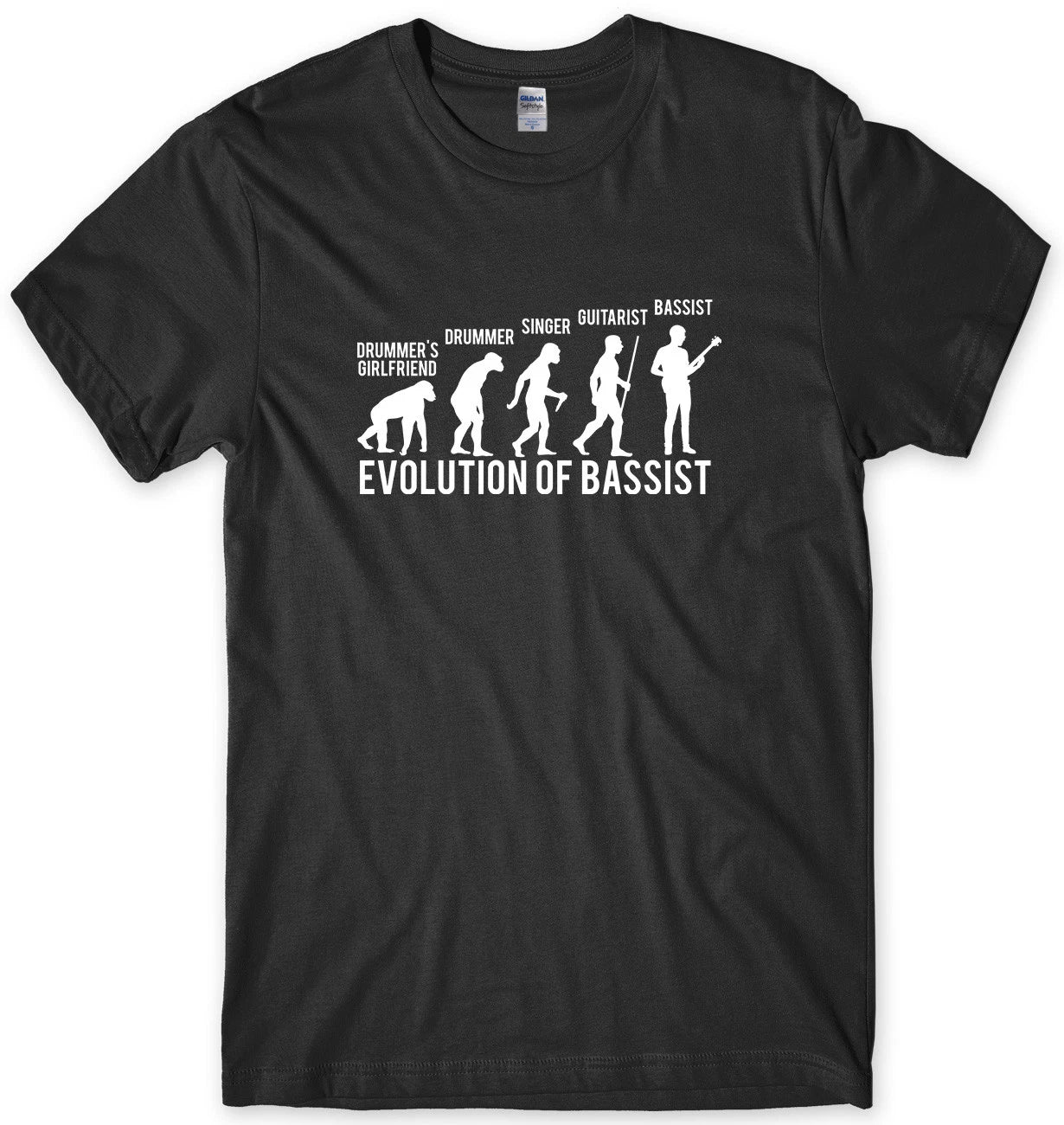Evolution Of Bassist Mens Funny - Adult & Kids T-Shirts, Sweatshirts & Hoodies apparel design preview 1