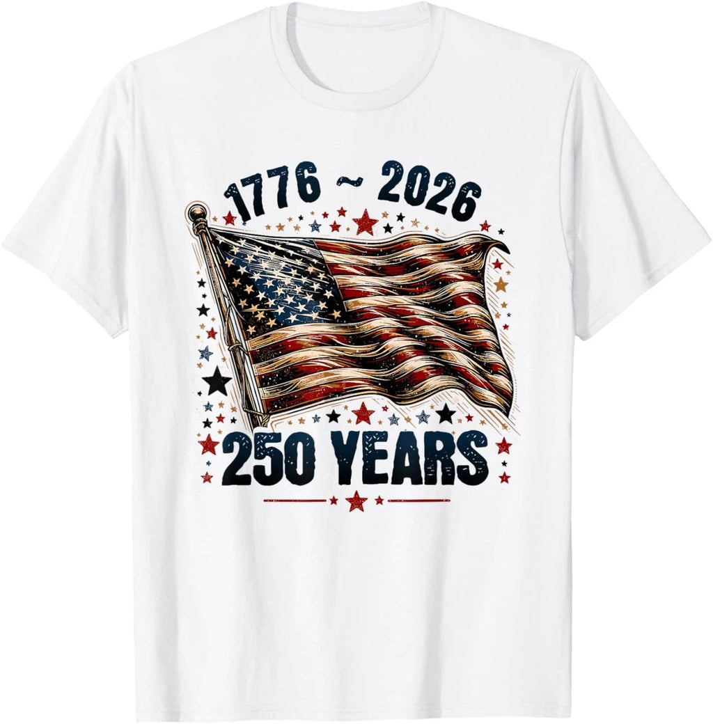 US Flag and Stars 250 Years 1776-2026 250th Birthday - Adult & Kids T-Shirts, Sweatshirts & Hoodies apparel design preview 1