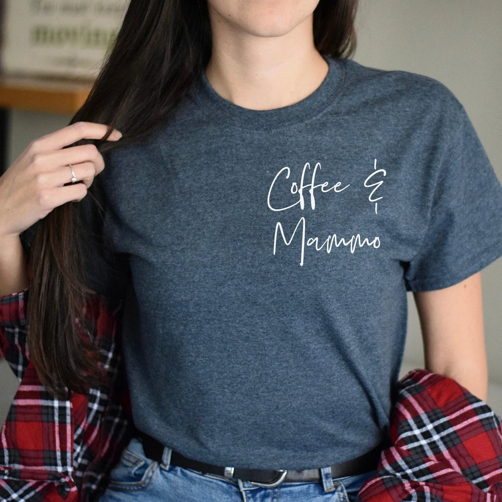 Coffee and mammo pocket tech Black Navy Dark Heather - Adult & Kids T-Shirts, Sweatshirts & Hoodies apparel design preview 1