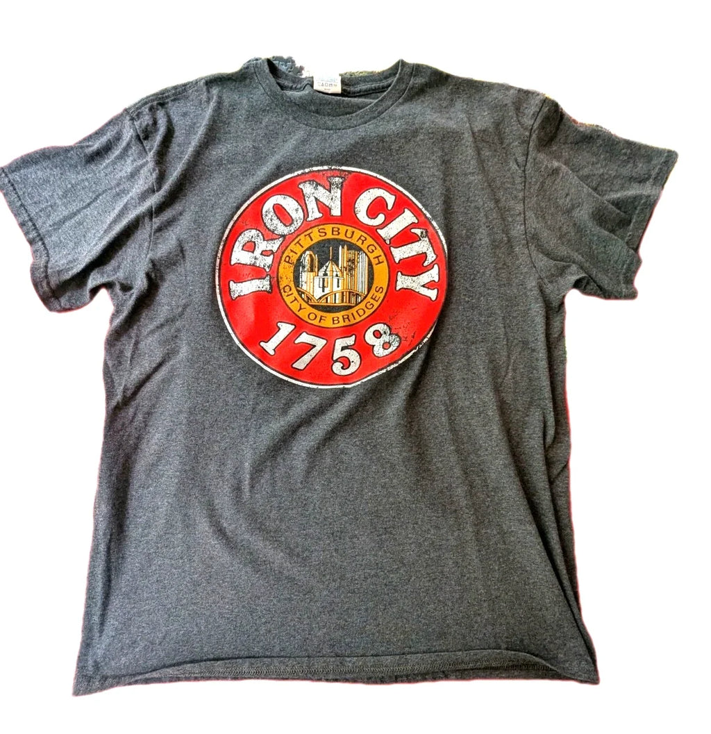 Iron City Beer 1758 Pittsburgh PA of Bridges Gray - Adult & Kids T-Shirts, Sweatshirts & Hoodies apparel design preview 1