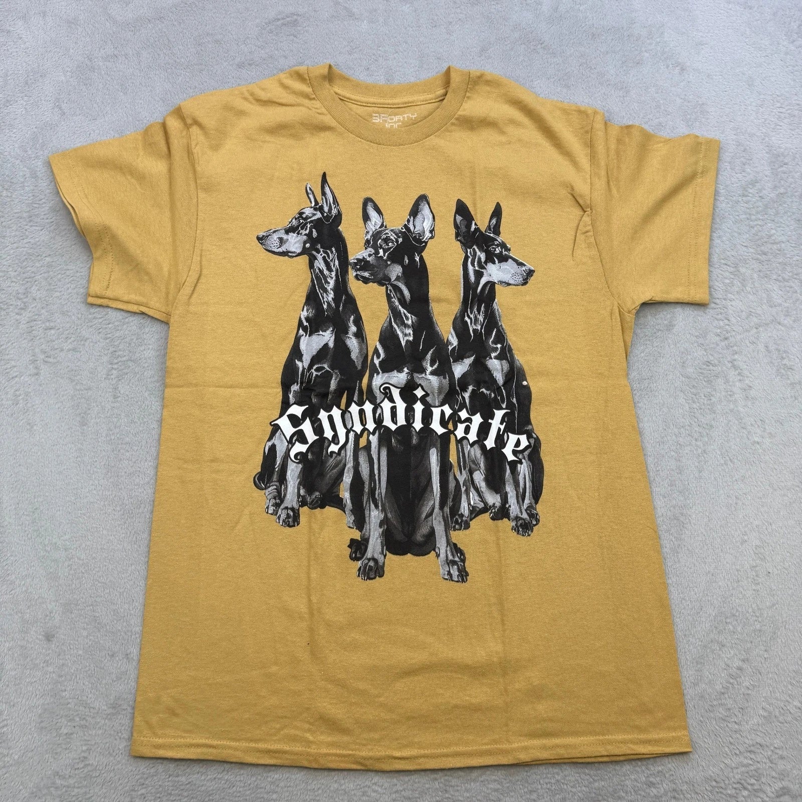 3Forty Inc Syndicate Mens Medium Yellow Doberman - Adult & Kids T-Shirts, Sweatshirts & Hoodies apparel design preview 1