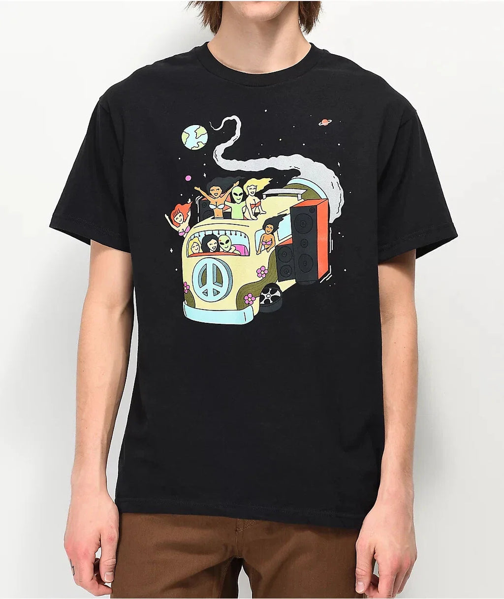 A-Lab Mens Take A Ride Alien Bus Funny Black New S, - Adult & Kids T-Shirts, Sweatshirts & Hoodies apparel design preview 1