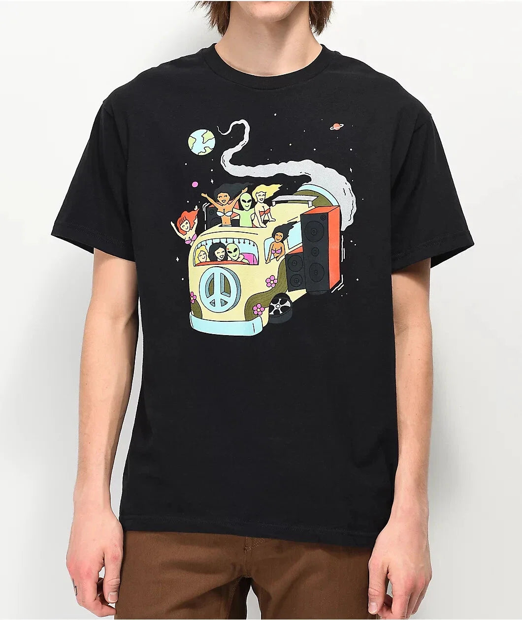A-Lab Mens Take A Ride Alien Bus Funny Black New S, - Adult & Kids T-Shirts, Sweatshirts & Hoodies apparel design preview 1
