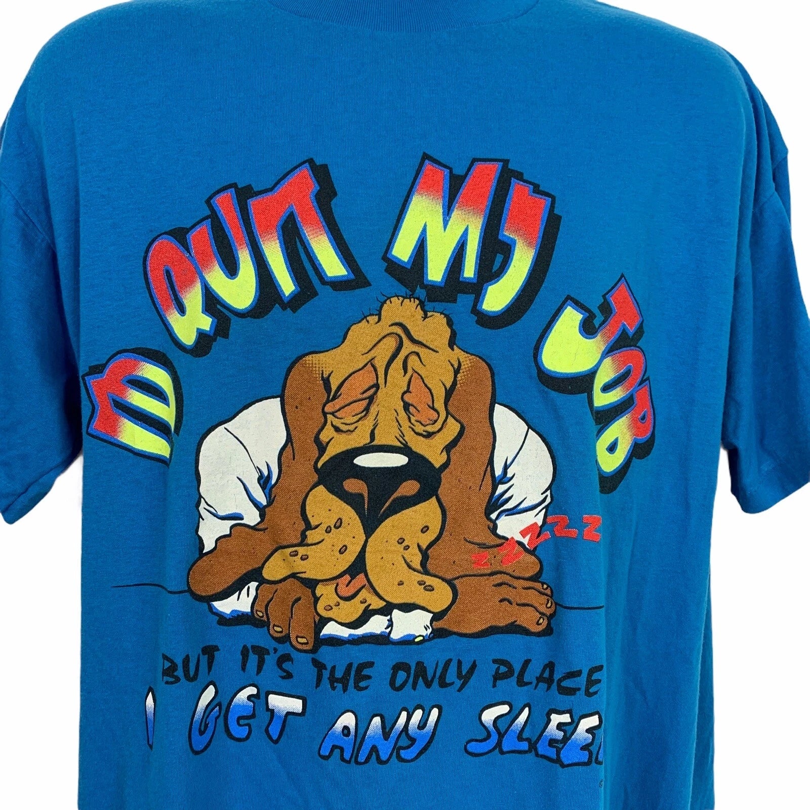 Asleep On The Job Vintage 80s Dog Funny Workplace - Adult & Kids T-Shirts, Sweatshirts & Hoodies apparel design preview 1
