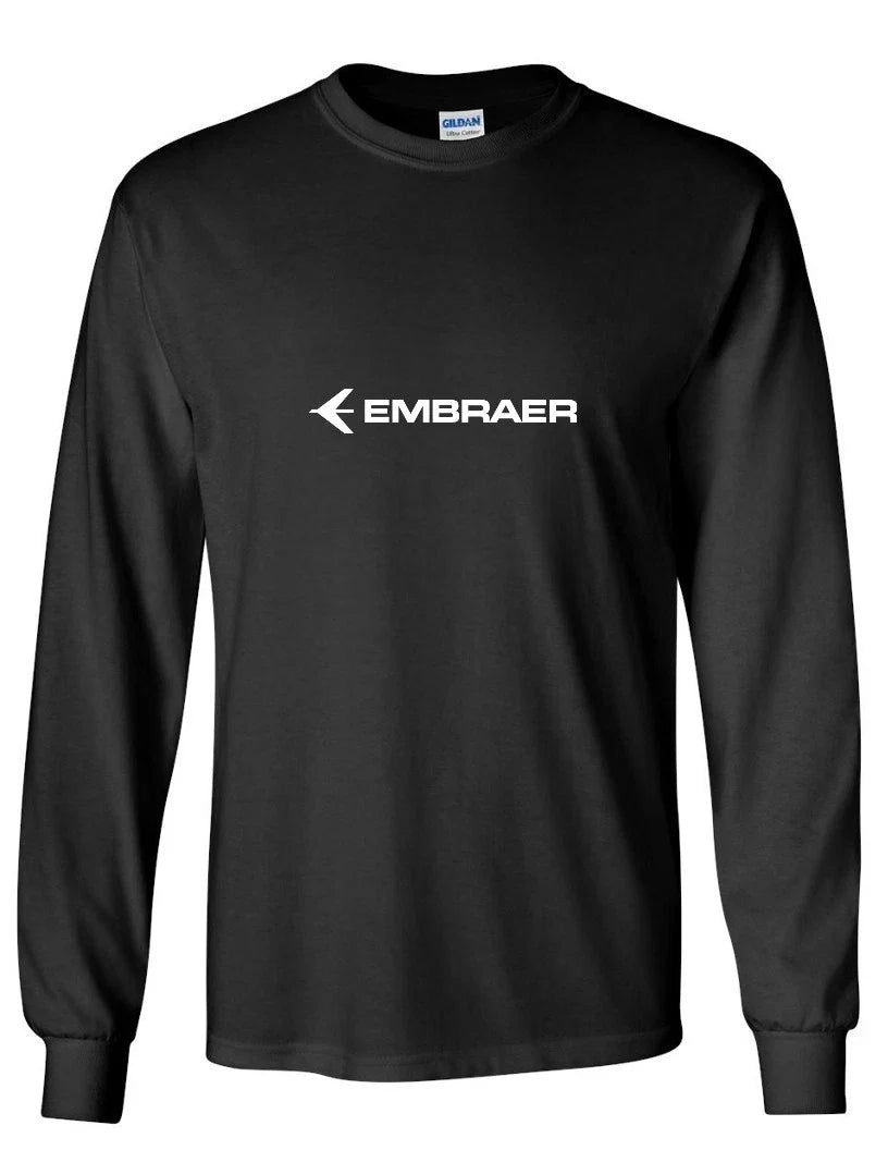 Embraer White Logo Brazilian Aerospace Geek Black - Adult & Kids T-Shirts, Sweatshirts & Hoodies apparel design preview 1
