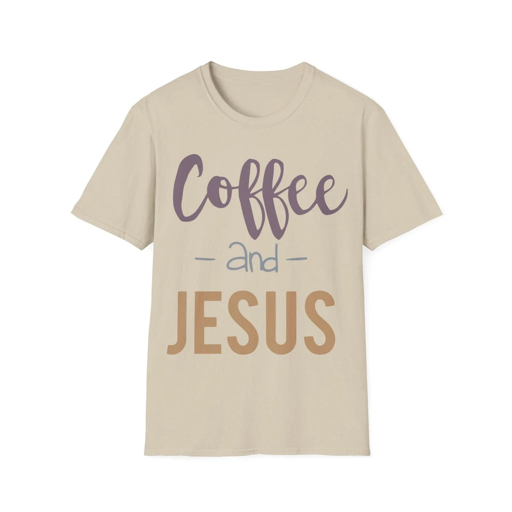 Coffee and Jesus Unisex Softstyle - Adult & Kids T-Shirts, Sweatshirts & Hoodies apparel design preview 1