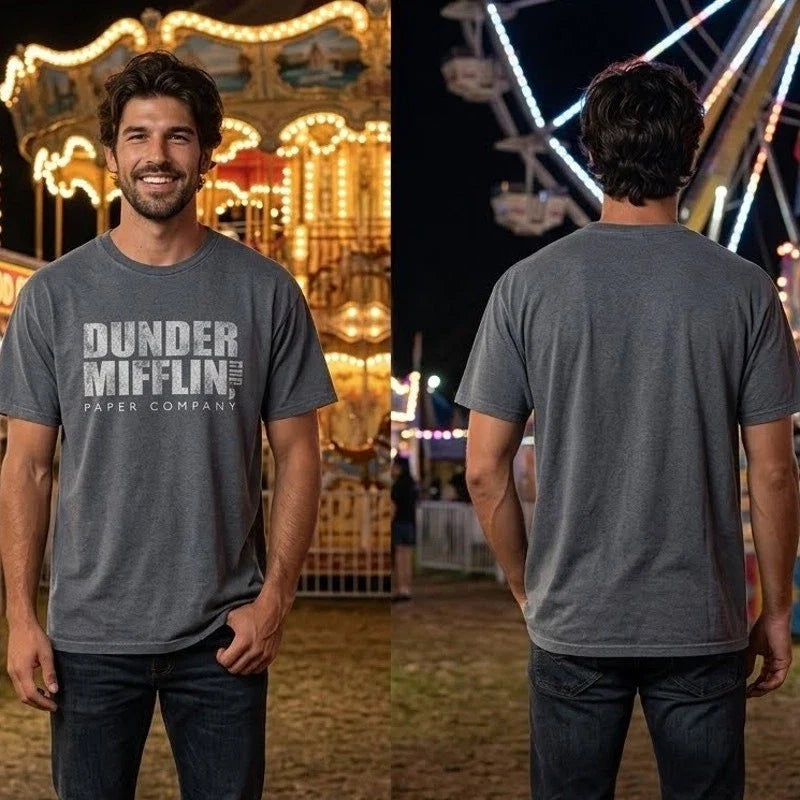 The Office Dunder Mifflin Mens M Gray Distressed - Adult & Kids T-Shirts, Sweatshirts & Hoodies apparel design preview 1