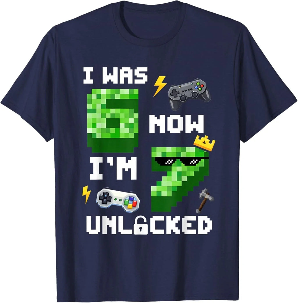 7th Birthday I was 6 Now Im 7 Unlocked 67 Boys Kids - Adult & Kids T-Shirts, Sweatshirts & Hoodies apparel design preview 1