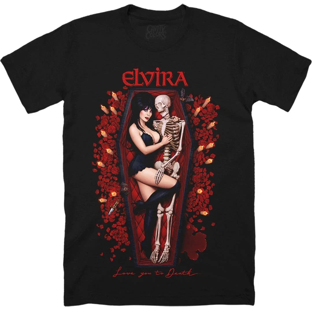 Elvira Love You to Death Vintage Horror Movie Graphic - Adult & Kids T-Shirts, Sweatshirts & Hoodies apparel design preview 1