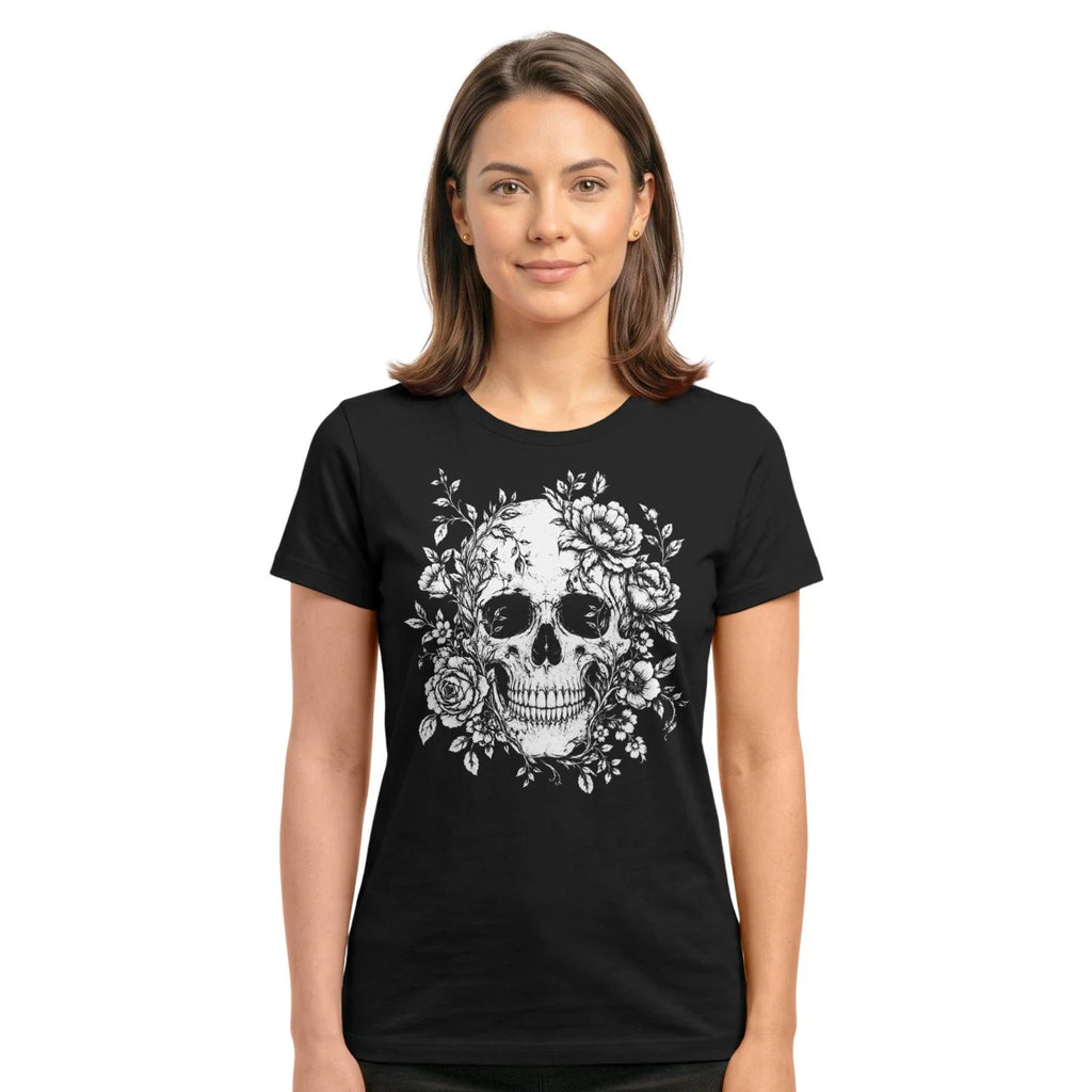 Floral Skull Women Gothic Flower Halloween Dark - Adult & Kids T-Shirts, Sweatshirts & Hoodies apparel design preview 1