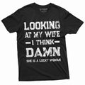 Funny Looking at my Wife Lucky Woman Birthday - Adult & Kids T-Shirts, Sweatshirts & Hoodies apparel design preview 1