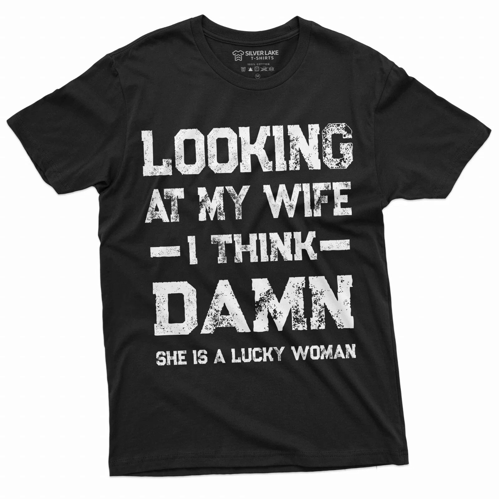 Funny Looking at my Wife Lucky Woman Birthday - Adult & Kids T-Shirts, Sweatshirts & Hoodies apparel design preview 1