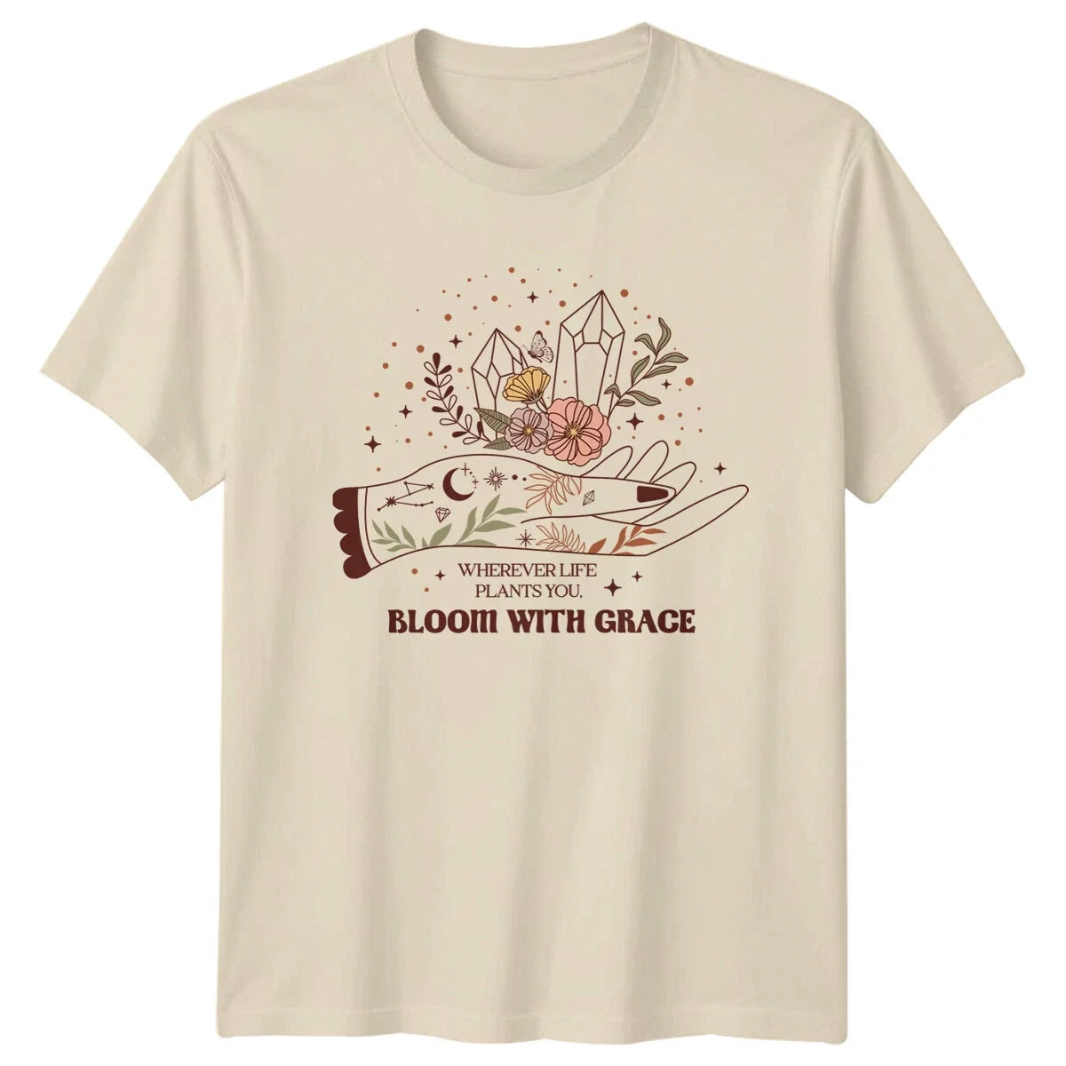 Wherever Life Plants You Bloom With Grace Boho - Adult & Kids T-Shirts, Sweatshirts & Hoodies apparel design preview 1