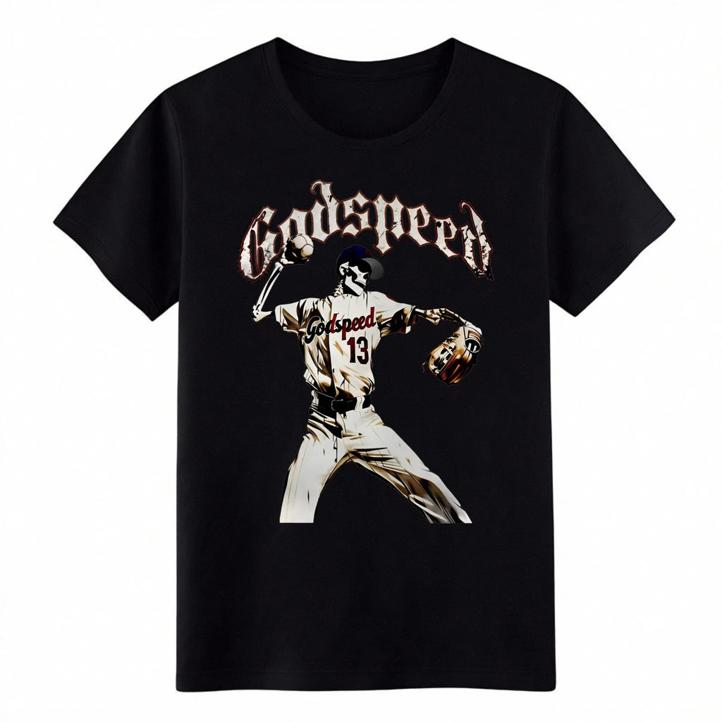 Godspeed Skeleton Baseball Pitcher Gothic Sports - Adult & Kids T-Shirts, Sweatshirts & Hoodies apparel design preview 1