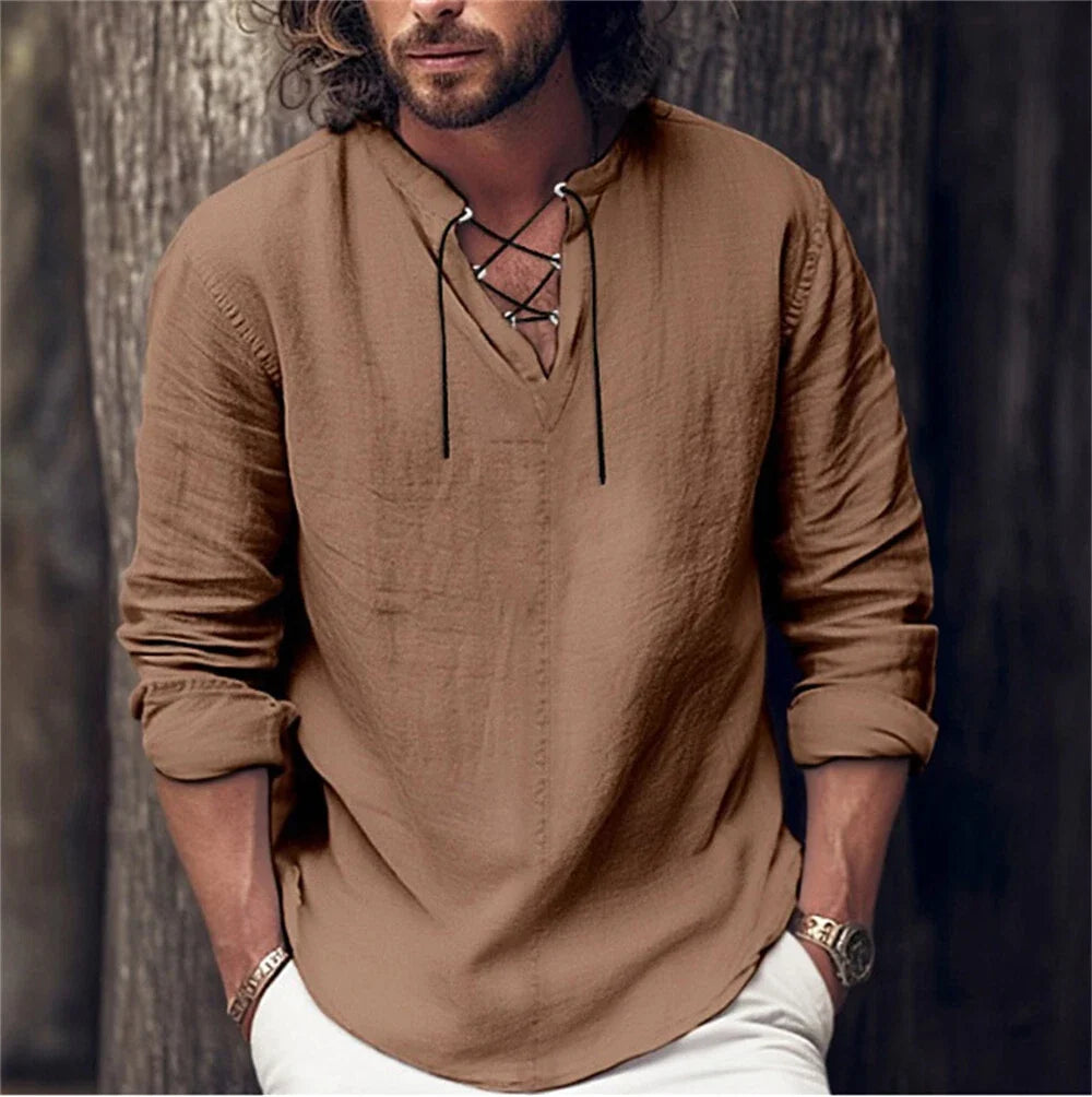 Men's Classic Casual Baggy V-neck laceup - Adult & Kids T-Shirts, Sweatshirts & Hoodies apparel design preview 1