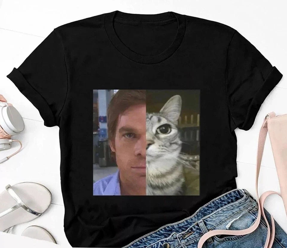Dext Morgan Funny Cat Meme Unisex black TQ37461 - Adult & Kids T-Shirts, Sweatshirts & Hoodies apparel design preview 1