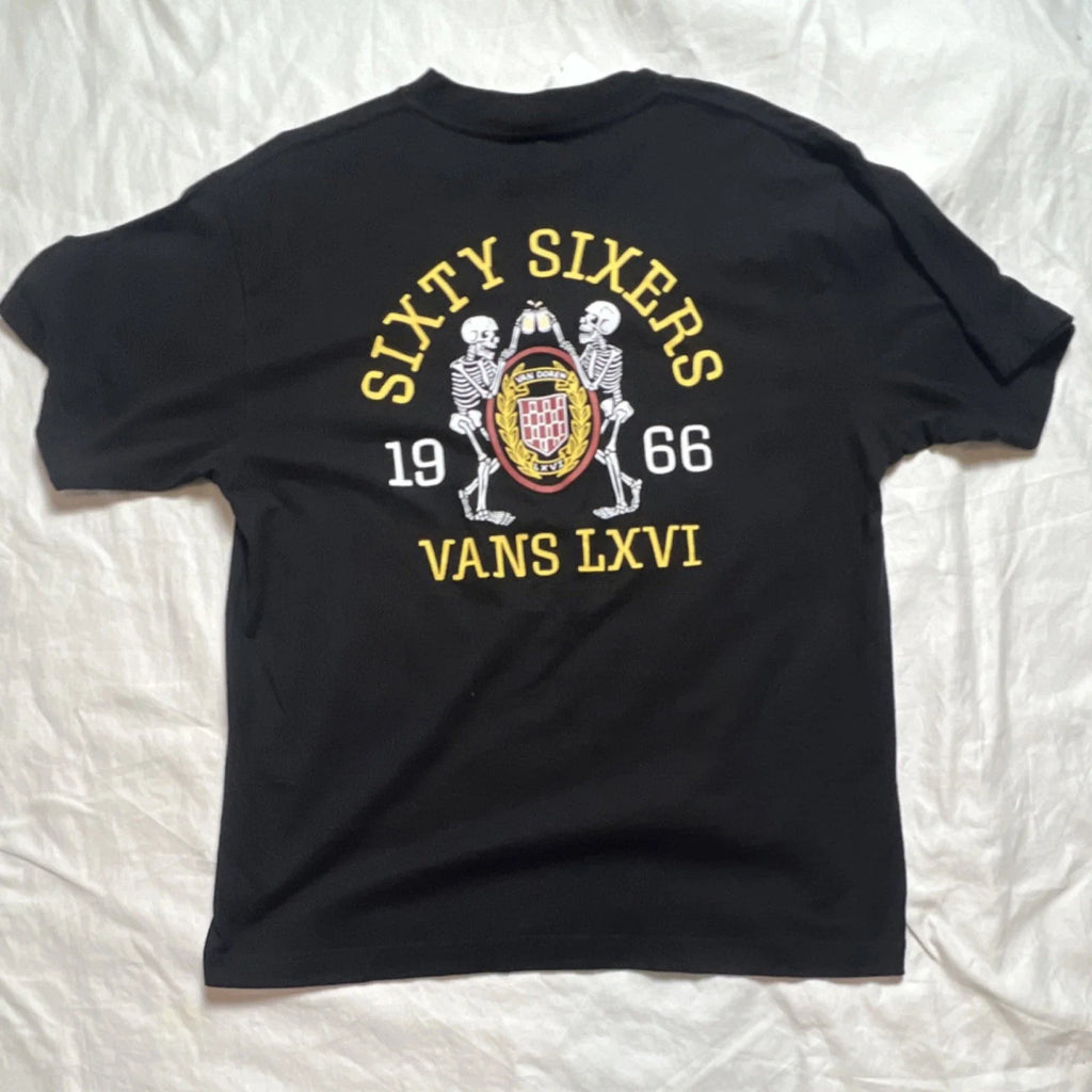 VANS Men's M Black Skull Graphic Logo Cotton Short - Adult & Kids T-Shirts, Sweatshirts & Hoodies apparel design preview 1