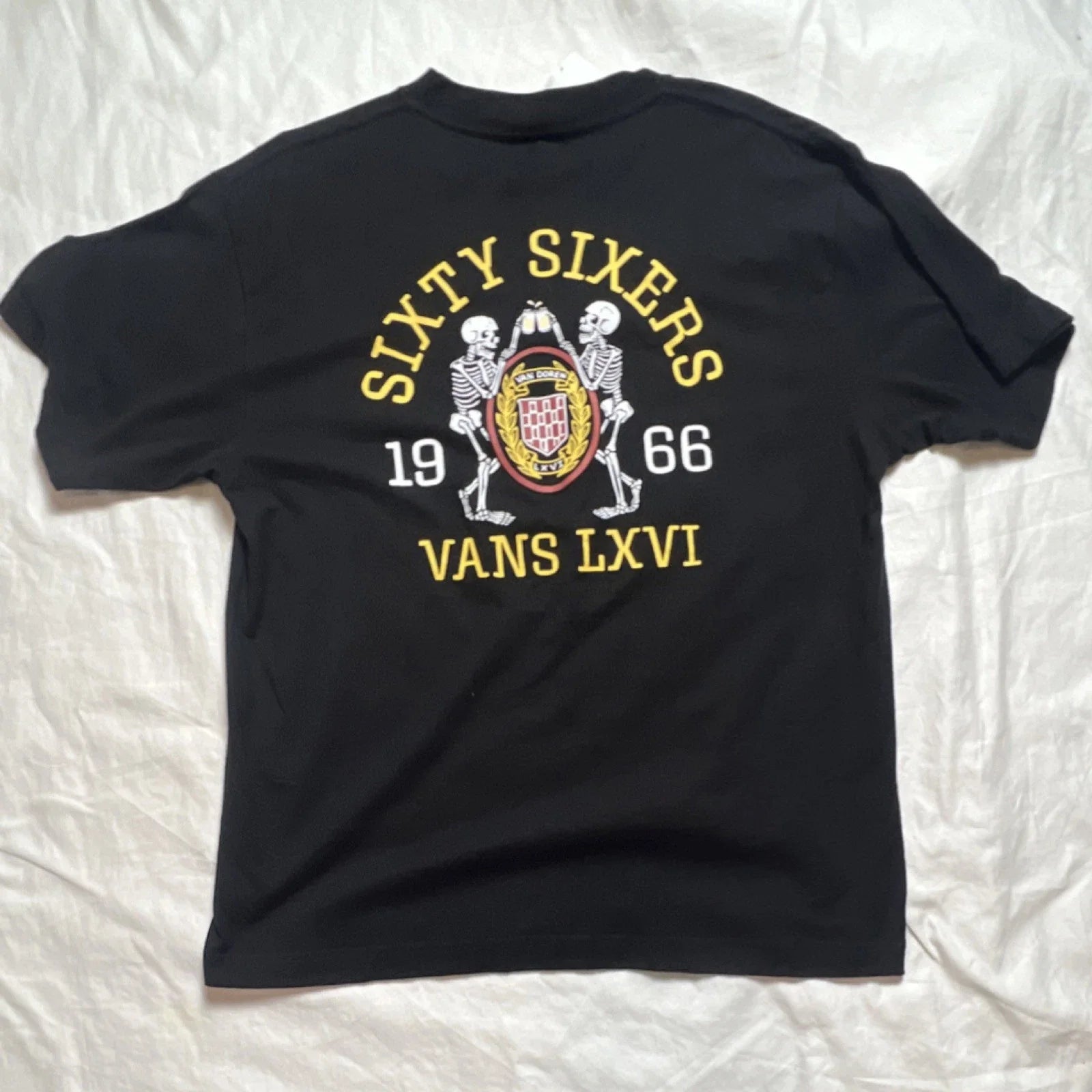 VANS Men's M Black Skull Graphic Logo Cotton Short - Adult & Kids T-Shirts, Sweatshirts & Hoodies apparel design preview 1