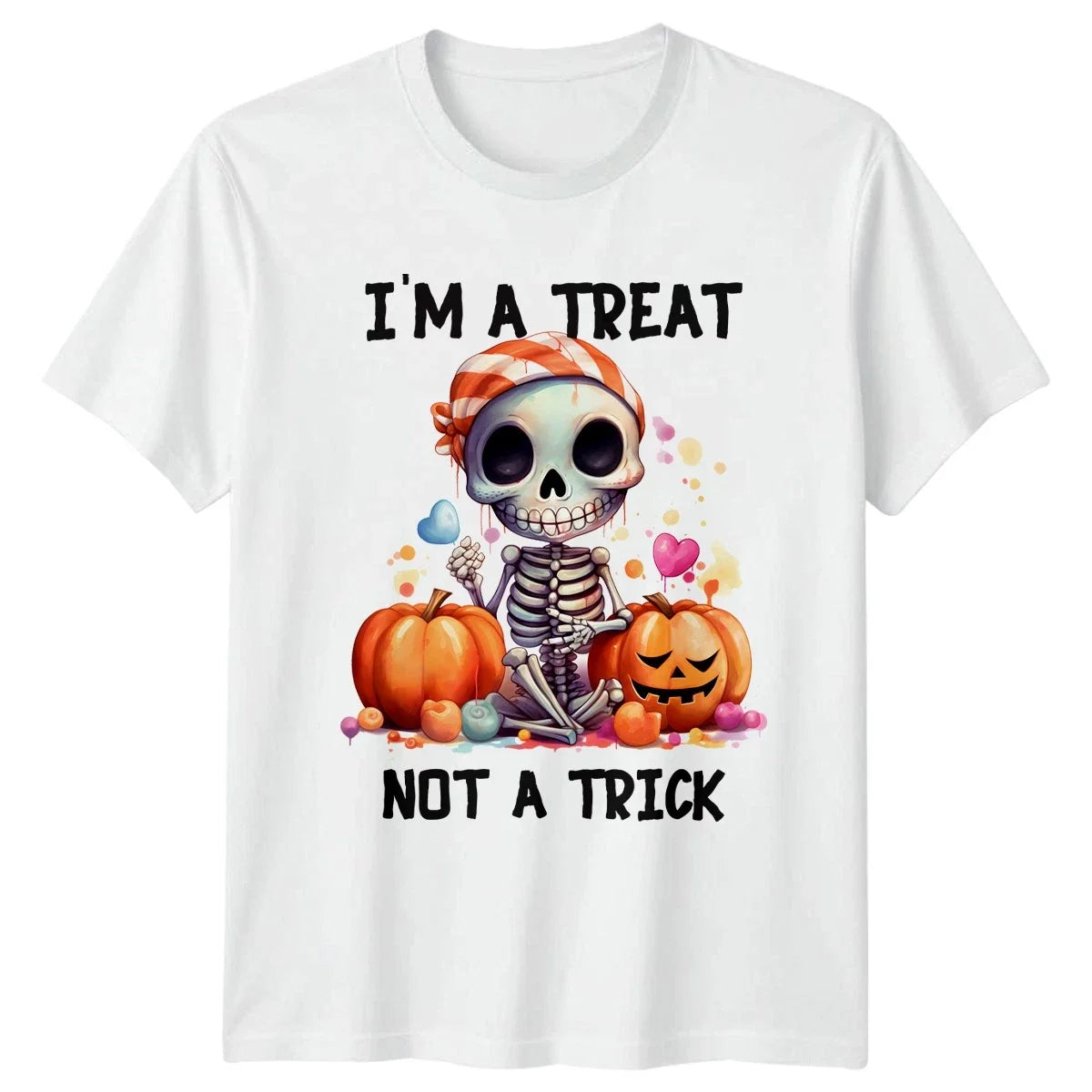 Im A Treat Not Cute Skeleton Halloween Gift For Him - Adult & Kids T-Shirts, Sweatshirts & Hoodies apparel design preview 1
