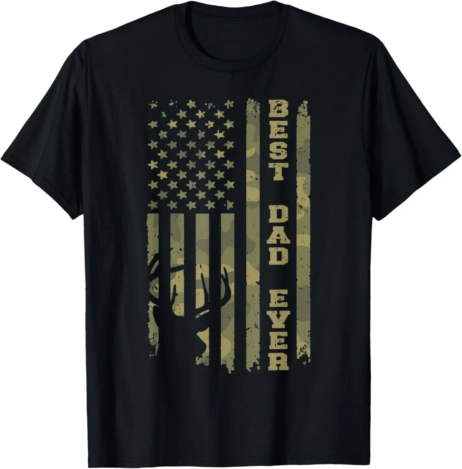 Father's Day Best Dad Ever Vintage Camo USA Flag Deer - Adult & Kids T-Shirts, Sweatshirts & Hoodies apparel design preview 1