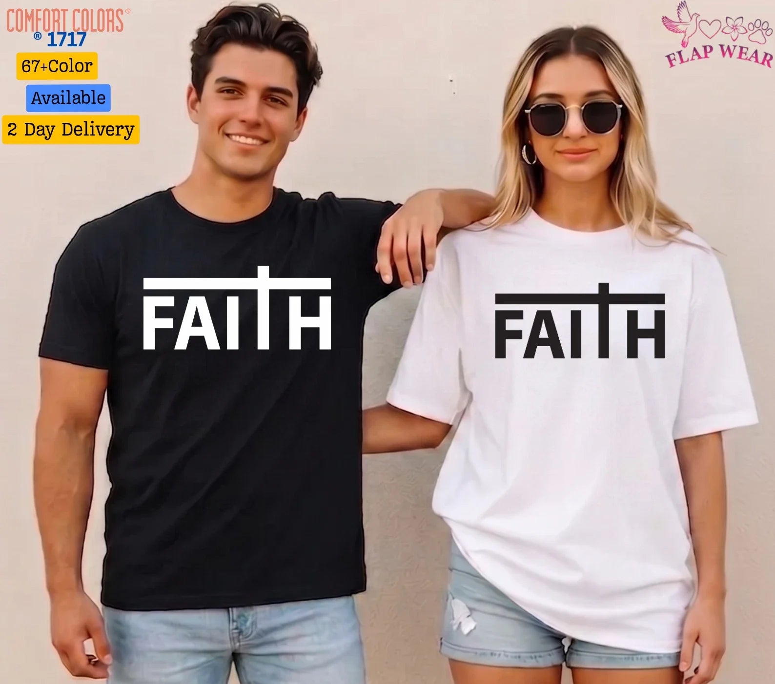 Unisex Faith Cross Christian Men ,Women Gift - Adult & Kids T-Shirts, Sweatshirts & Hoodies apparel design preview 1